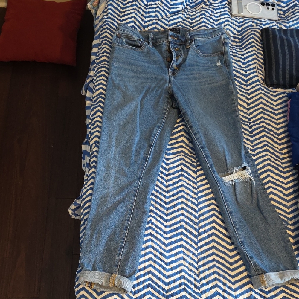 J. Crew Distressed Light Blue Boyfriend Jeans